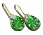 Preview: 925 Sterling Silber- Echte Blüten Ohrringe - Grün- vergoldet