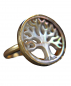 Mobile Preview: Perlmutt Ring - 925 Sterling Silber - Vergoldet - Lebensbaum