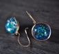 Preview: 925 Sterling Silber - Ohrringe mit echten blauen Blüten - Roségold - Muttertagsgeschenk