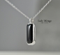 Preview: 925 Sterling Silber Schwarze Edelstein Halskette - Natürlicher Achat Anhänger - Minimalistischer Schmuck - Geschenk für Sie