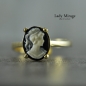 Mobile Preview: 925 Silber Ring  14k Vergoldet  Lady Cameo  Verstellbar  Vintage Schmuck  Kamee Schwarz