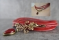 Preview: Leder Choker - Frühlingstraum - Jewelry - Geschenk für Sie - Jade - Rot - Edelstein - Handmade