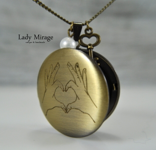 Herz Hände- Medaillon Halskette - Foto Medaillon - Liebe - Messing - Fotoanhänger - lieblingsmensch geschenk