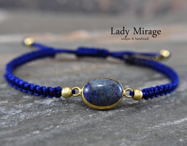 925 Sterling Silber - Lapis Lazuli - geflochtenes Armband - Makramee -  Geschenk für Sie - Handmade