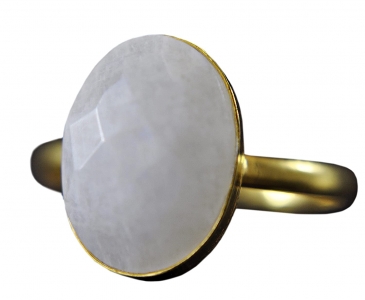 Mondstein - 925 Sterling Silber Ring - 14k vergoldet