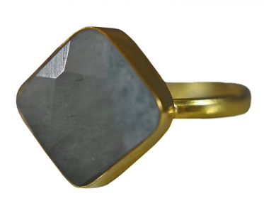 Aquamarin Ring - 925 Sterling Silber - Vergoldet