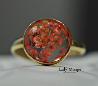 Echten Blüten 925 Sterling Silber - Vergoldet - Floral Ring - Rot - Naturschmuck - Handgefertigt - Liebes Geschenke - Weihnachtsgeschenk Echten Blüten 925 Sterling Silber - Vergoldet - Floral Ring - Rot - Naturschmuck - Handgefertigt - Liebes Geschenke - Weihnachtsgeschenk