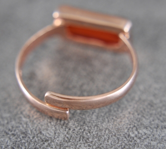 925 Sterling Silber Ring - rosévergoldet - Größenverstellbar - Edelstein Achat - Oval - Geschenk für Sie