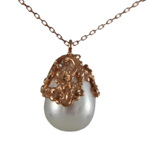 Vergissmeinnicht - 925 Sterling Silber Halskette - Muschelkernperle - Blüten - Floral - Perlenkette mit Anhänger -  womens day gift