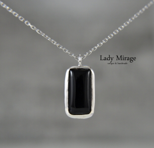 925 Sterling Silber Schwarze Edelstein Halskette - Natürlicher Achat Anhänger - Minimalistischer Schmuck - Geschenk für Sie