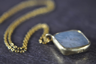 Aquamarin Kette - 925 Sterling Silber - 14K Vergoldet Aquamarin Kette - 925 Sterling Silber - 14K Vergoldet