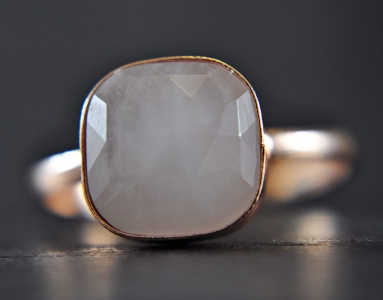 925 Sterling Silber - Rosenquarz Ring- Rosévergoldet