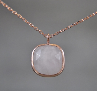 925 Sterling Silber - Rosenquarz Kette - rosévergoldet 925 Sterling Silber - Rosenquarz Kette - rosévergoldet