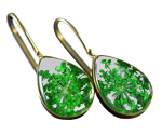 925 Sterling Silber- Echte Blüten Ohrringe - Grün- vergoldet