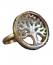 Perlmutt Ring - 925 Sterling Silber - Vergoldet - Lebensbaum