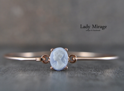 925 Silber Armreif - Lady Cameo - rosévergoldet - Vintage Style - Gemme - Geschenk für Sie