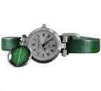 Armbanduhr mit echtem Blatt Silber Grün