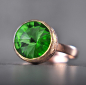 Preview: Green Bangle - Rose Gold Plated Brass - roundshaped Preview: Green Bangle - Rose Gold Plated Brass - roundshaped