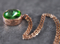 Preview: Green Necklace -Rose Gold Plated Brass -round shaped-