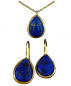 Preview: Gift Set - Gold Plated - Brass - Lapis Lazuli - Teardrop-shaped Earrings and Necklace Preview: Gift Set - Gold Plated - Brass - Lapis Lazuli - Teardrop-shaped Earrings and Necklace