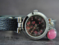 Preview: Leather Watch with Cherry Blossoms Dial & Jade Preview: Leather Watch with Cherry Blossoms Dial & Jade