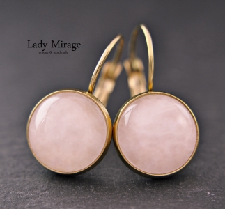 Rose quartz earrings - gold plated - stainless steel hanging earrings - handmade jewelry - earrings for weddings - gift for her Rose quartz earrings - gold plated - stainless steel hanging earrings - handmade jewelry - earrings for weddings - gift for her