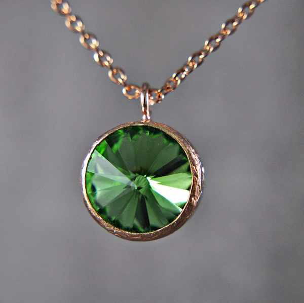 Green Bangle - Rose Gold Plated Brass - roundshaped Green Bangle - Rose Gold Plated Brass - roundshaped