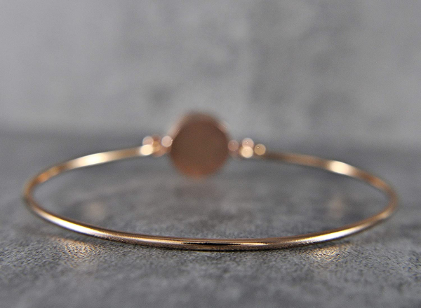 Green Bangle - Rose Gold Plated Brass - roundshaped