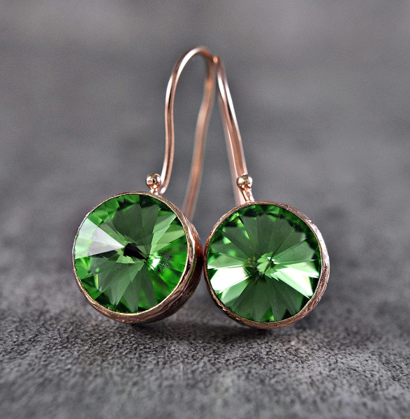 Green Bangle - Rose Gold Plated Brass - roundshaped Green Bangle - Rose Gold Plated Brass - roundshaped