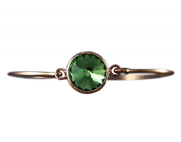 Green Bangle - Rose Gold Plated Brass - roundshaped Green Bangle - Rose Gold Plated Brass - roundshaped