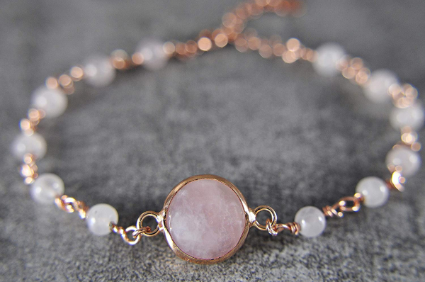 925 Silver Rosequartz Bracelet - rose gold plated