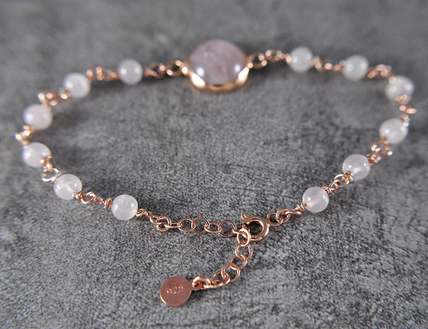 925 Silver Rosequartz Bracelet - rose gold plated