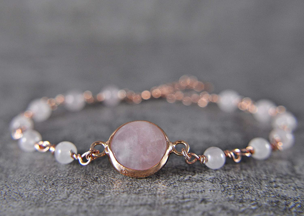 925 Silver Rosequartz Bracelet - rose gold plated 925 Silver Rosequartz Bracelet - rose gold plated