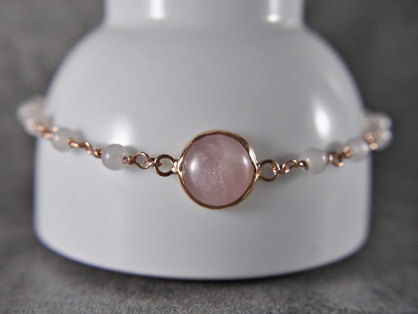 925 Silver Rosequartz Bracelet - rose gold plated