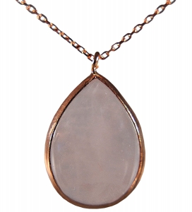 Gift Set - 925 Sterling Silver - Teardrop-shaped Rose Quartz Earrings and Necklace - Rose gold plated