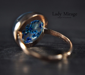 925 Sterling Silver - Rose Gold Ring with Real Blue Flowers - Mothers day 925 Sterling Silver - Rose Gold Ring with Real Blue Flowers - Mothers day