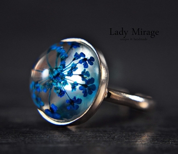 925 Sterling Silver - Rose Gold Ring with Real Blue Flowers - Mothers day 925 Sterling Silver - Rose Gold Ring with Real Blue Flowers - Mothers day