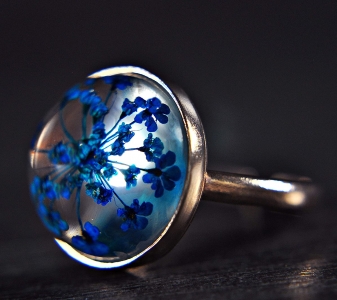 925 Sterling Silver - Rose Gold Ring with Real Blue Flowers - Mothers day 925 Sterling Silver - Rose Gold Ring with Real Blue Flowers - Mothers day