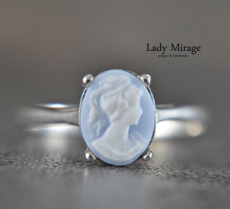 925 Silver Ring  Lady Cameo  Adjustable  Vintage Jewelry Set