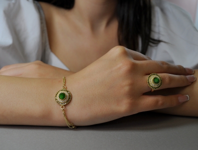 Zirconia ring silver - 925 - gemstone jade - green - adjustable size - jewelry for weddings - bridal set - elegant jewelry Zirconia ring silver - 925 - gemstone jade - green - adjustable size - jewelry for weddings - bridal set - elegant jewelry
