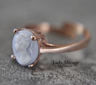 925 Silver Ring - Lady Cameo - Vintage - rosegold plated - Mother’s Day Gift 925 Silver Ring - Lady Cameo - Vintage - rosegold plated - Mother’s Day Gift