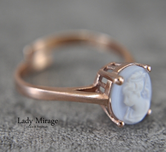 925 Silver Ring - Lady Cameo - Vintage - rosegold plated - Mother’s Day Gift