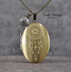 Dream Catcher - Locket Necklace - Photo Locket - Oval - Brass - Spiritual Gifts - Festival - Summer - Boho - Tribal Dream Catcher - Locket Necklace - Photo Locket - Oval - Brass - Spiritual Gifts - Festival - Summer - Boho - Tribal