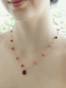 925 Silver - 14k gold filled necklace - Agate - Dainty Necklace - Handmade - Jewelry - Gift