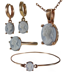 Lady Cameo Jewelry Set | Rose Gold-Plated Sterling Silver Lady Cameo Jewelry Set | Rose Gold-Plated Sterling Silver