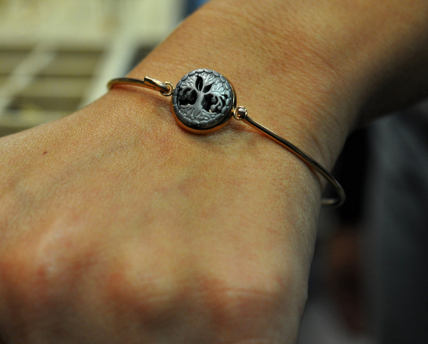 Tree of Life Rose Gold Plated Bangle with Hematite