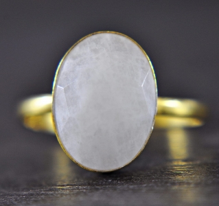 Moonstone 925 sterling silver Ring - 14k gold plated