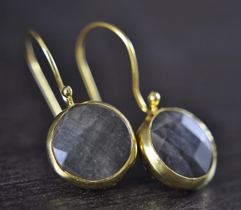 Labradorite - 925 Sterling Silver- 14K gold- plated Earrings