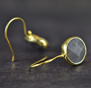 Labradorite - 925 Sterling Silver- 14K gold- plated Earrings