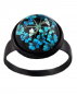 Preview: Echte Blüten Ring Schwarz - Blau